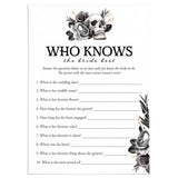 Skull Theme Bridal Shower Game Who Knows The Bride Best Printable by LittleSizzle