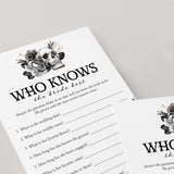 Skull Theme Bridal Shower Game Who Knows The Bride Best Printable