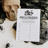 Adult Halloween Party Game for Groups Printable