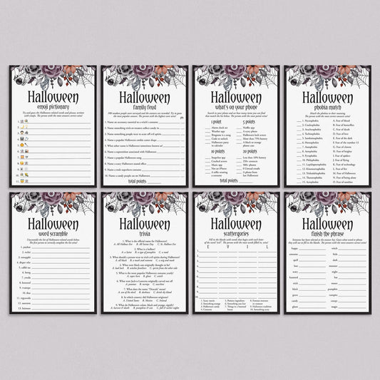 Floral Halloween Ladies Night Games Bundle Printable by LittleSizzle