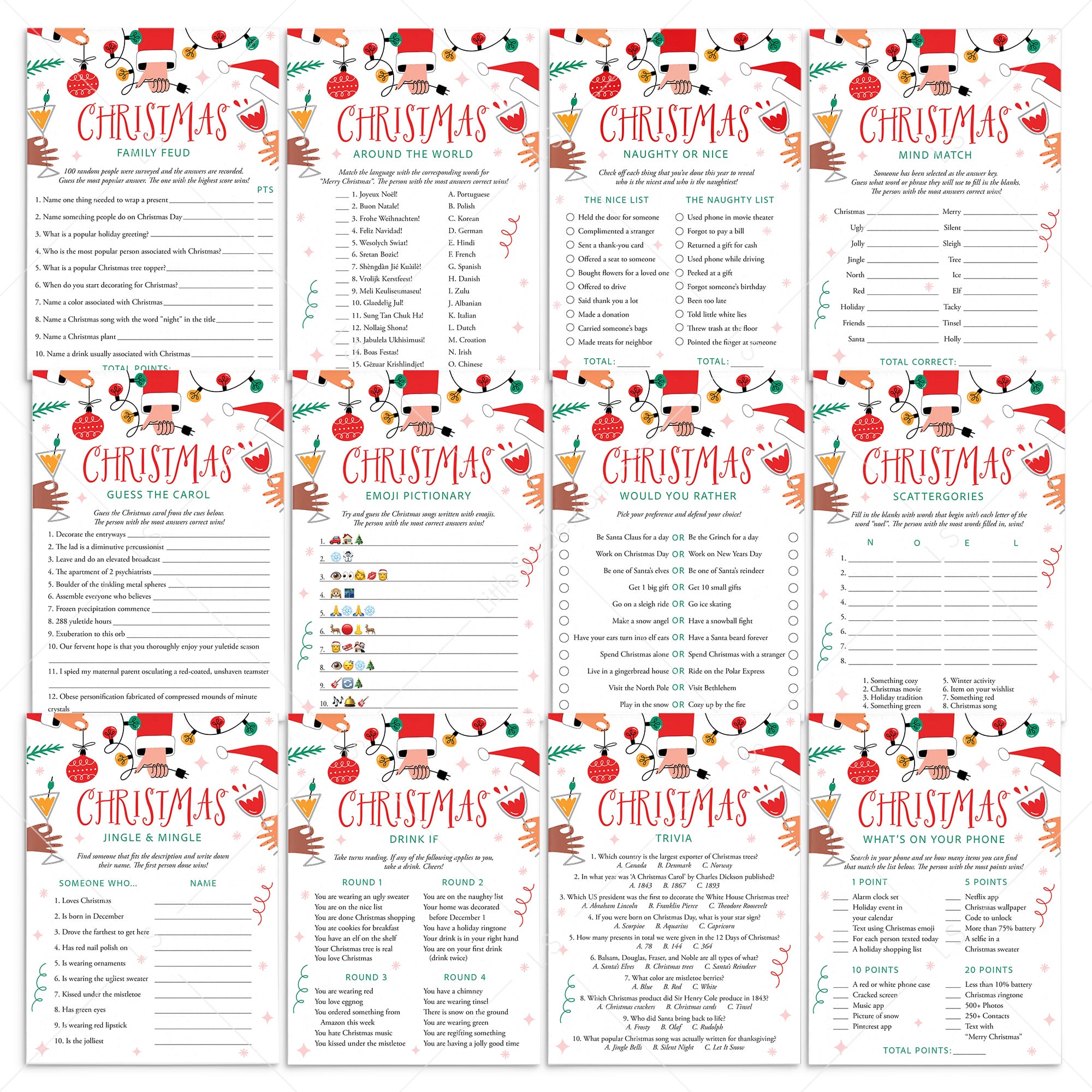 Let's Get Lit Christmas Party Games Bundle by LittleSizzle