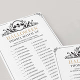 Match That Phobia Halloween Quiz with Answers Printable