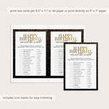 Black Gold Birthday Around The World Game Printable