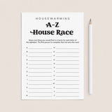 Housewarming A-Z Race Printable by LittleSizzle