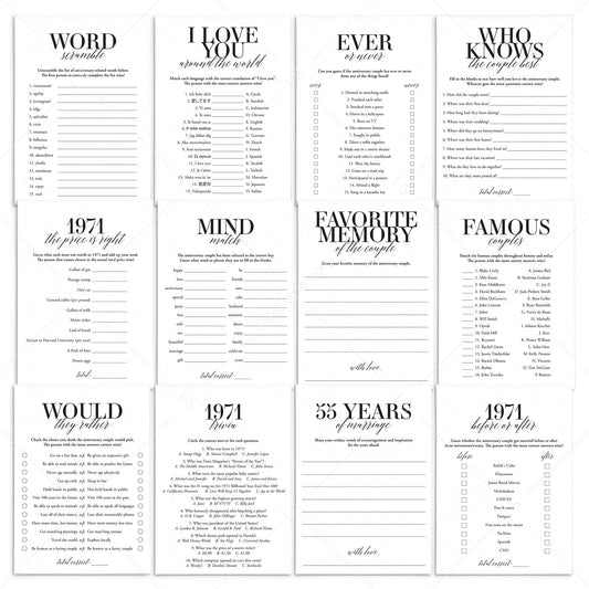 Married in 1971 55th Wedding Anniversary Party Games Bundle by LittleSizzle