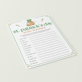 St Patricks Day Word Scramble with Answer Key Printable