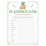 St Patricks Day Word Scramble with Answer Key Printable by LittleSizzle