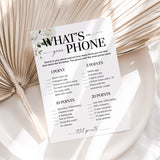 What's On Your Phone Anniversary Party Game White Floral by LittleSizzle