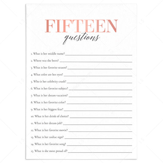 Quinceanera Party Game How Well Do You Know The Birthday Girl Printable by LittleSizzle