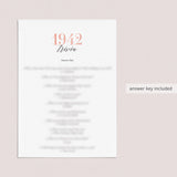 1942 Trivia Questions and Answers Printable