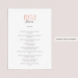 1952 Trivia Questions and Answers Printable