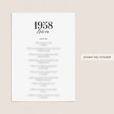 1958 Fun Facts Quiz with Answers Printable