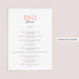 1962 Trivia Questions with Answers Printable