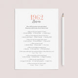 1962 Trivia Questions with Answers Printable by LittleSizzle