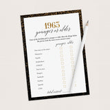 Black and Gold 62nd Birthday Party Games For Women Born in 1963