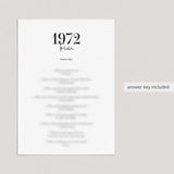 1972 Trivia Questions and Answers Printable
