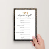 Black and Gold 52nd Birthday Party Games Bundle For Women Born in 1973