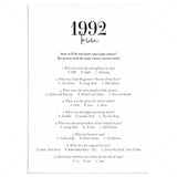 1992 Trivia Questions and Answers Printable by LittleSizzle