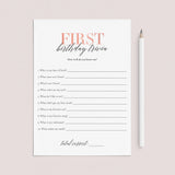 First Birthday Trivia How Well Do You Know The Birthday Girl Printable by LittleSizzle