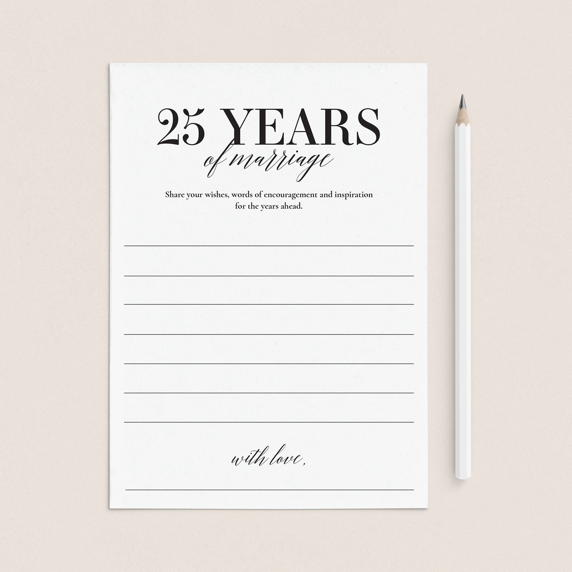 25th Wedding Anniversary Wishes & Advice Card Printable by LittleSizzle