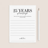 25th Wedding Anniversary Wishes & Advice Card Printable by LittleSizzle