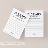 25th Wedding Anniversary Wishes & Advice Card Printable