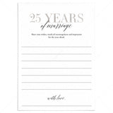 25th Anniversary Wishes & Advice Cards Silver by LittleSizzle