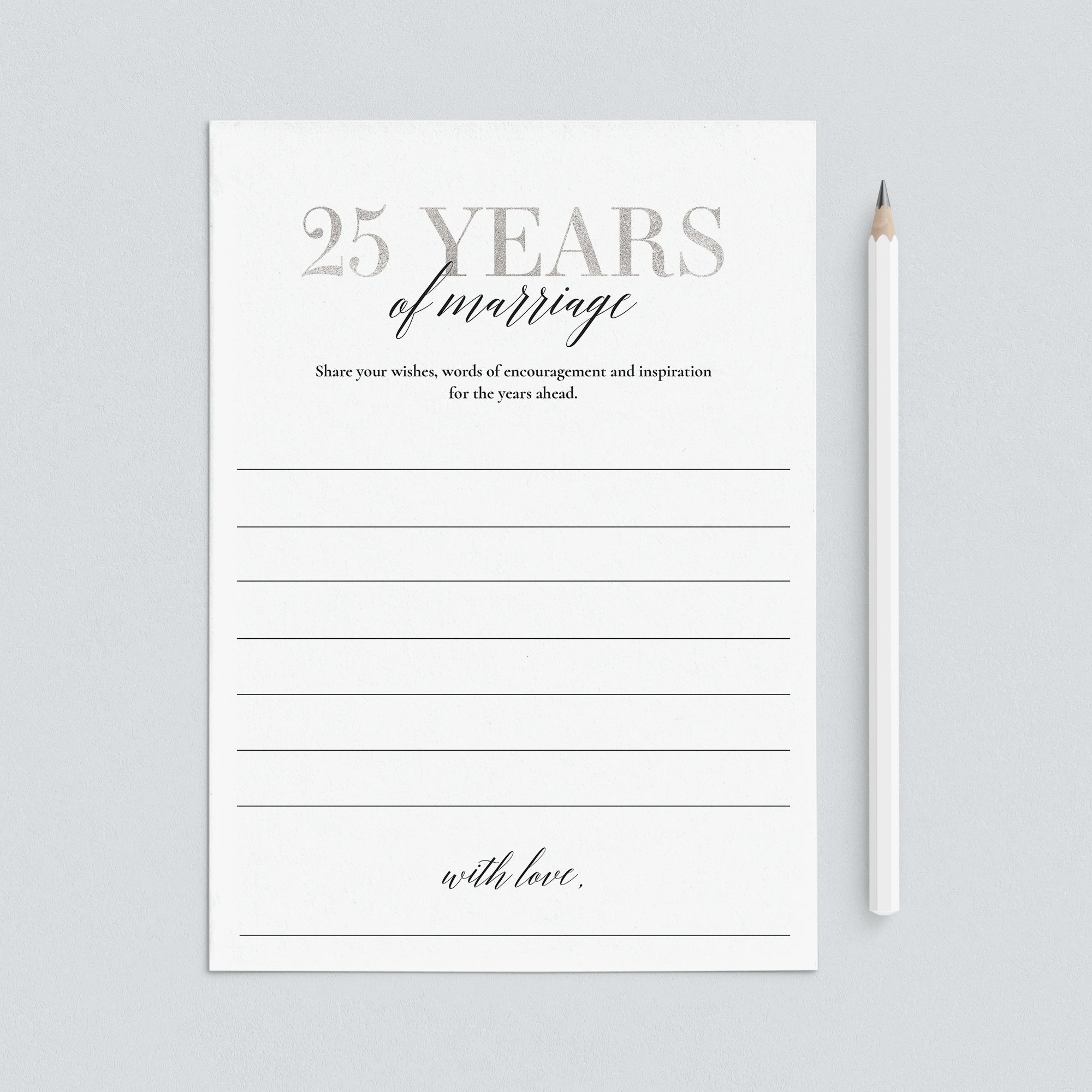 25th Anniversary Wishes & Advice Cards Silver by LittleSizzle