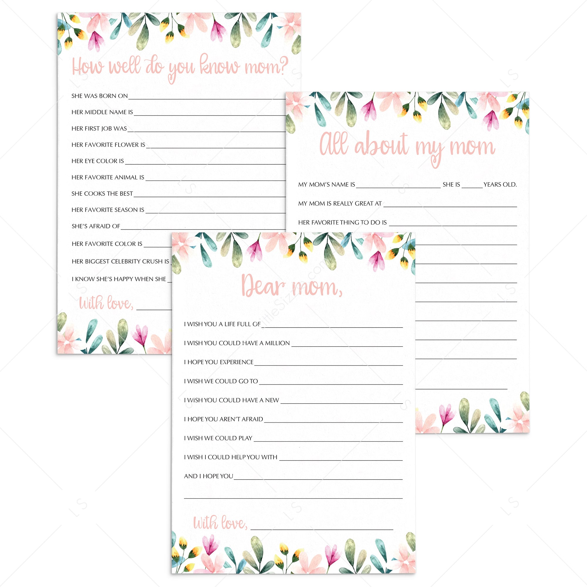 Personalized Mother's Day Cards Instant Download by LittleSizzle