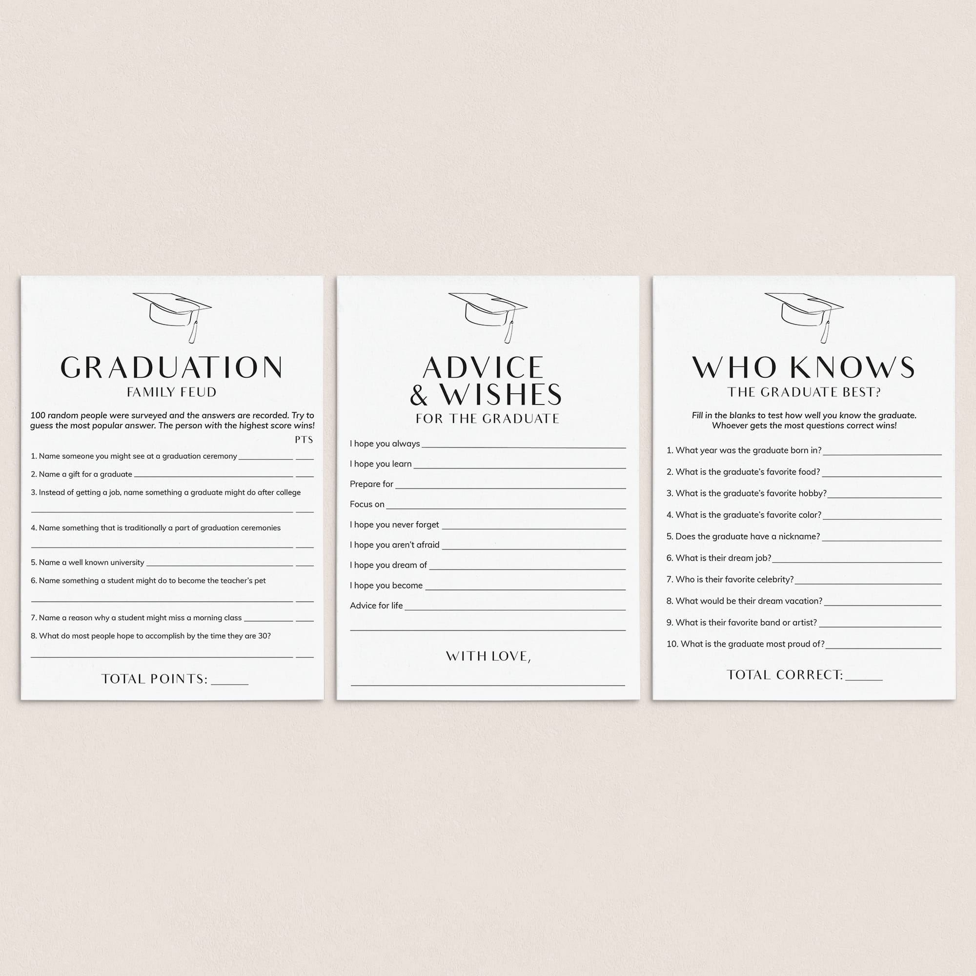 Modern Graduation Games Printable by LittleSizzle