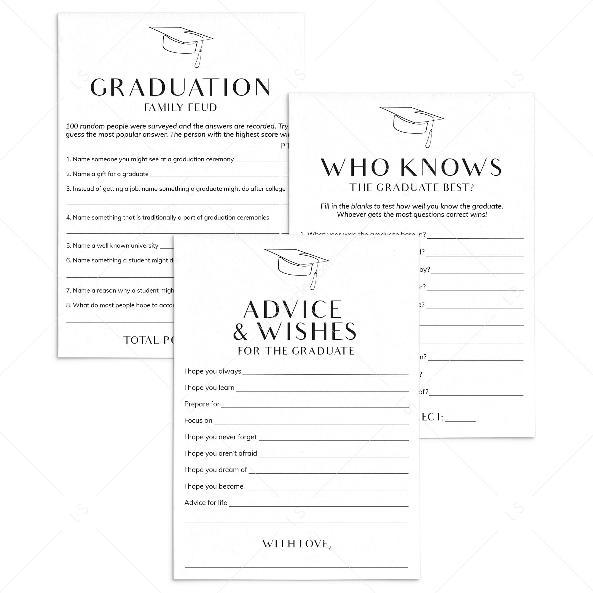 Modern Graduation Games Printable by LittleSizzle