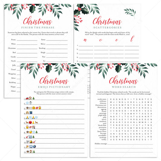 Greenery Christmas Party Games Bundle Printable by LittleSizzle