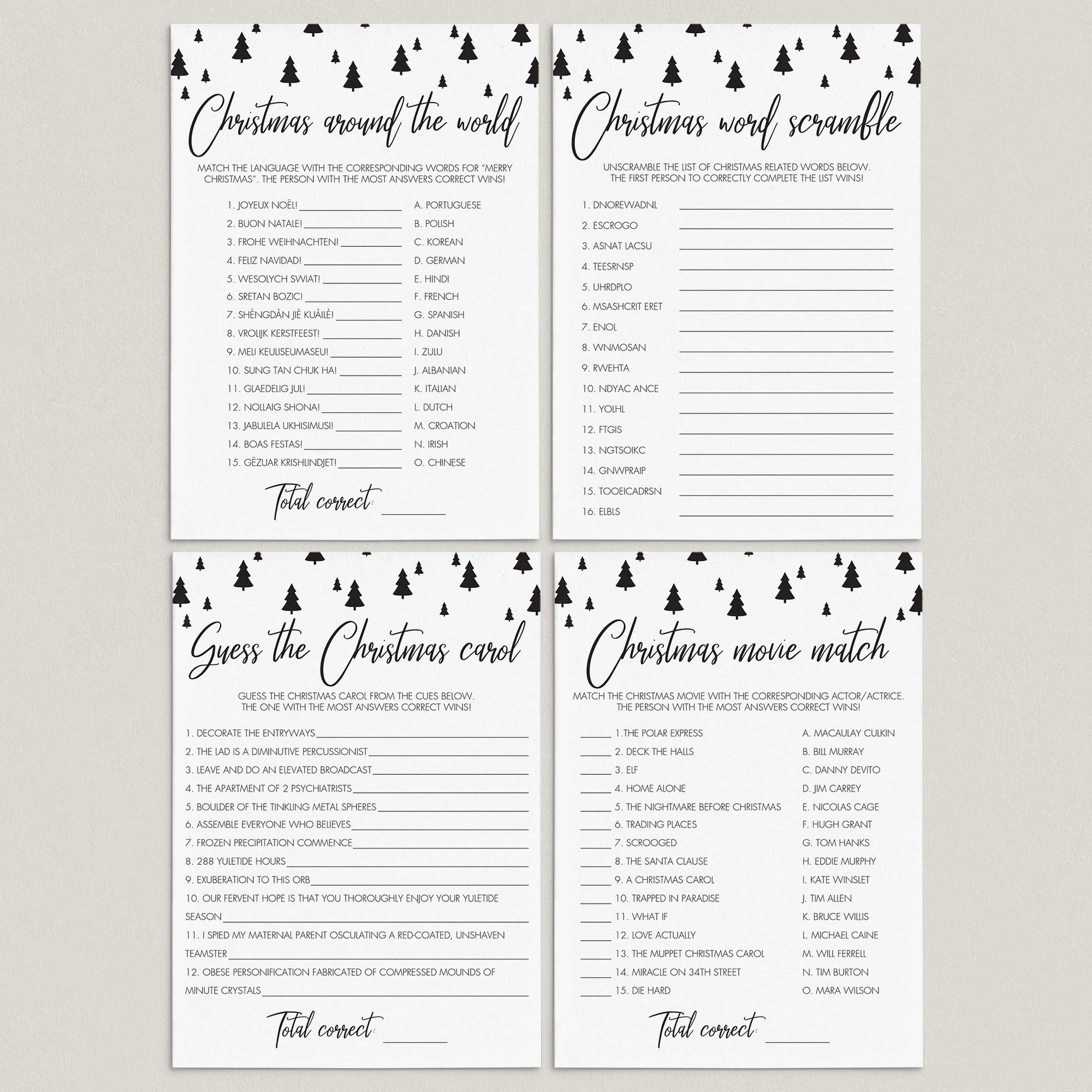 Nordic Christmas Games Package Instant Download by LittleSizzle