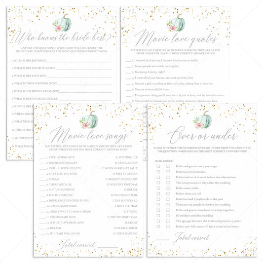 Autumn Bridal Shower Games Bundle Floral Pumpkin by LittleSizzle