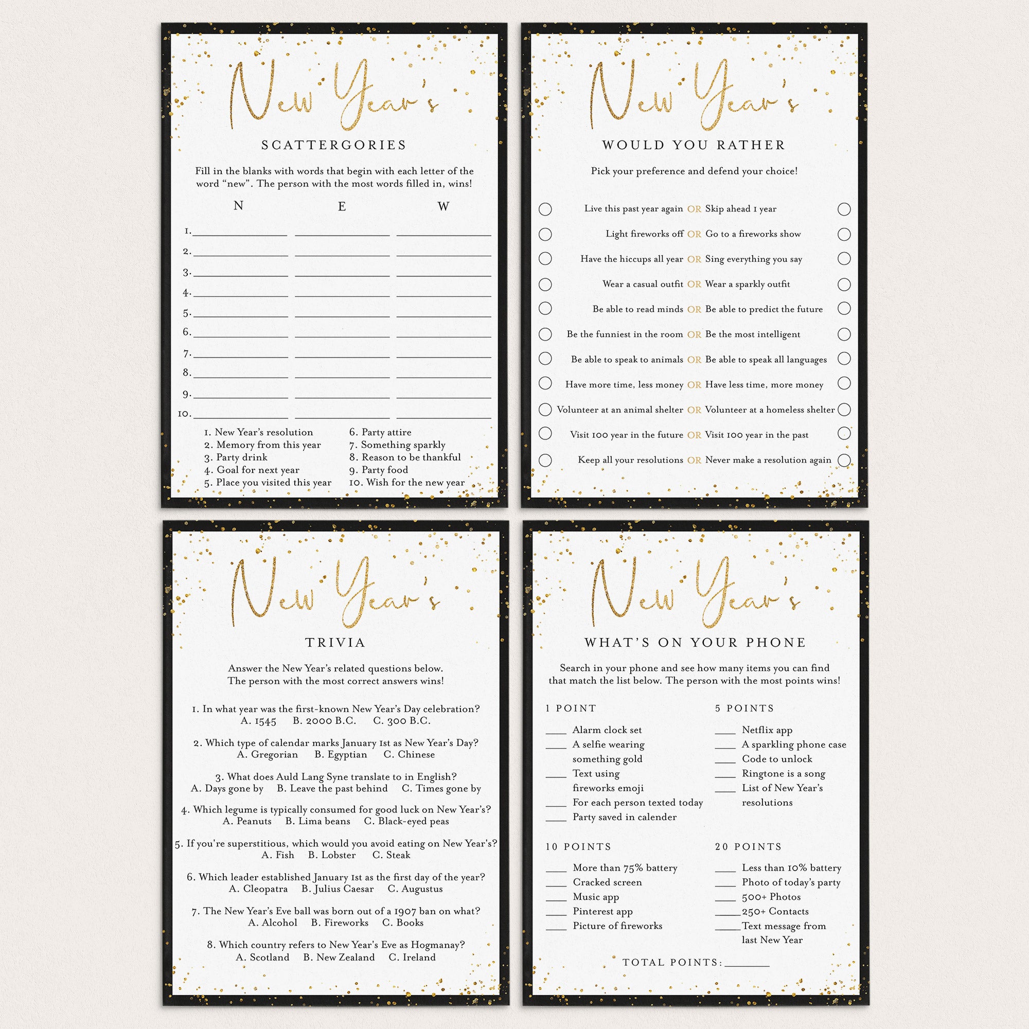 Printable New Year's Party Games Bundle by LittleSizzle