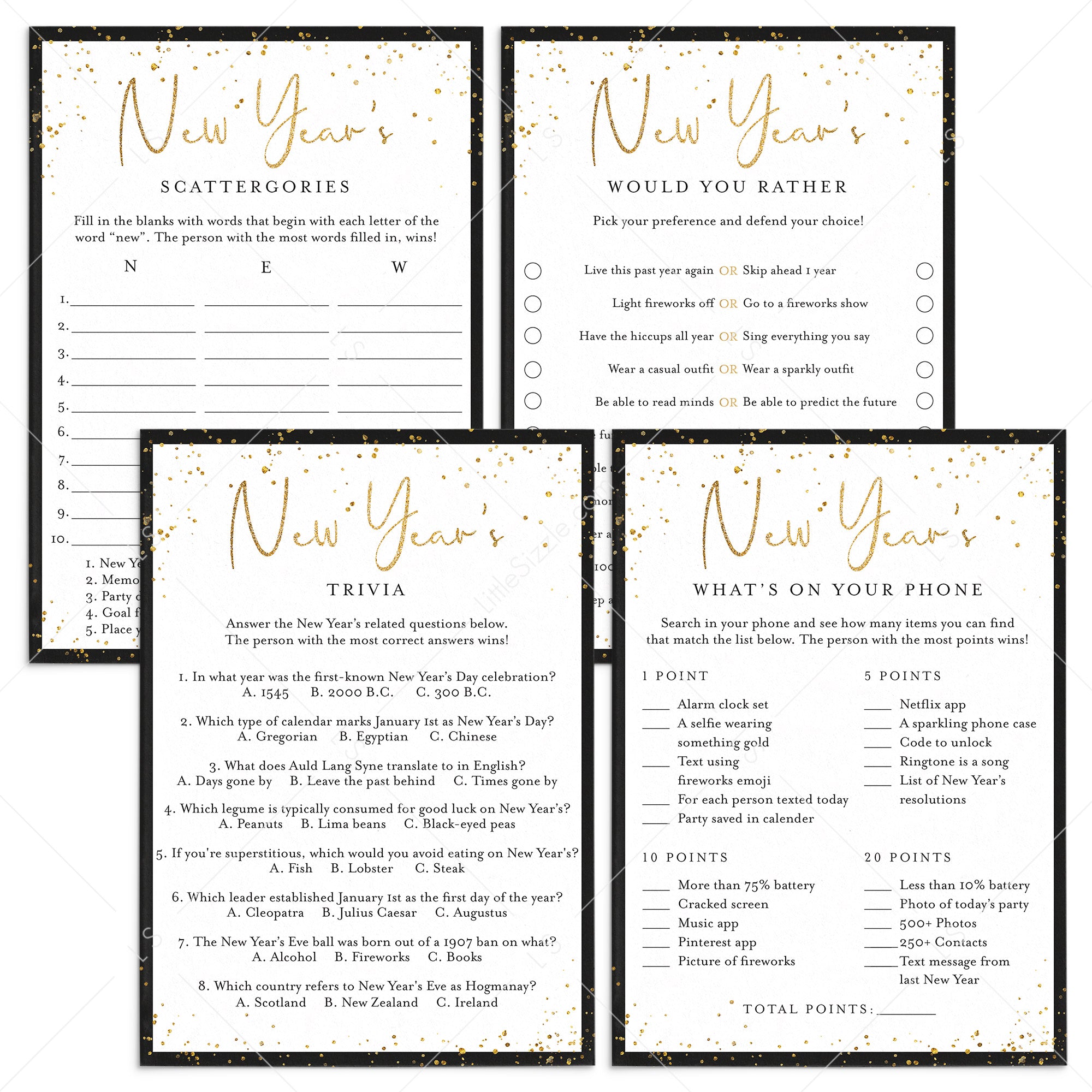 Printable New Year's Party Games Bundle by LittleSizzle