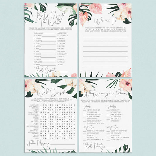 Summer Theme Baby Shower Games Pack Printable by LittleSizzle