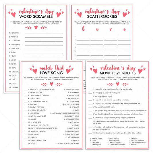 4 (Virtual) Valantine's Day Party Games Instant Download by LittleSizzle