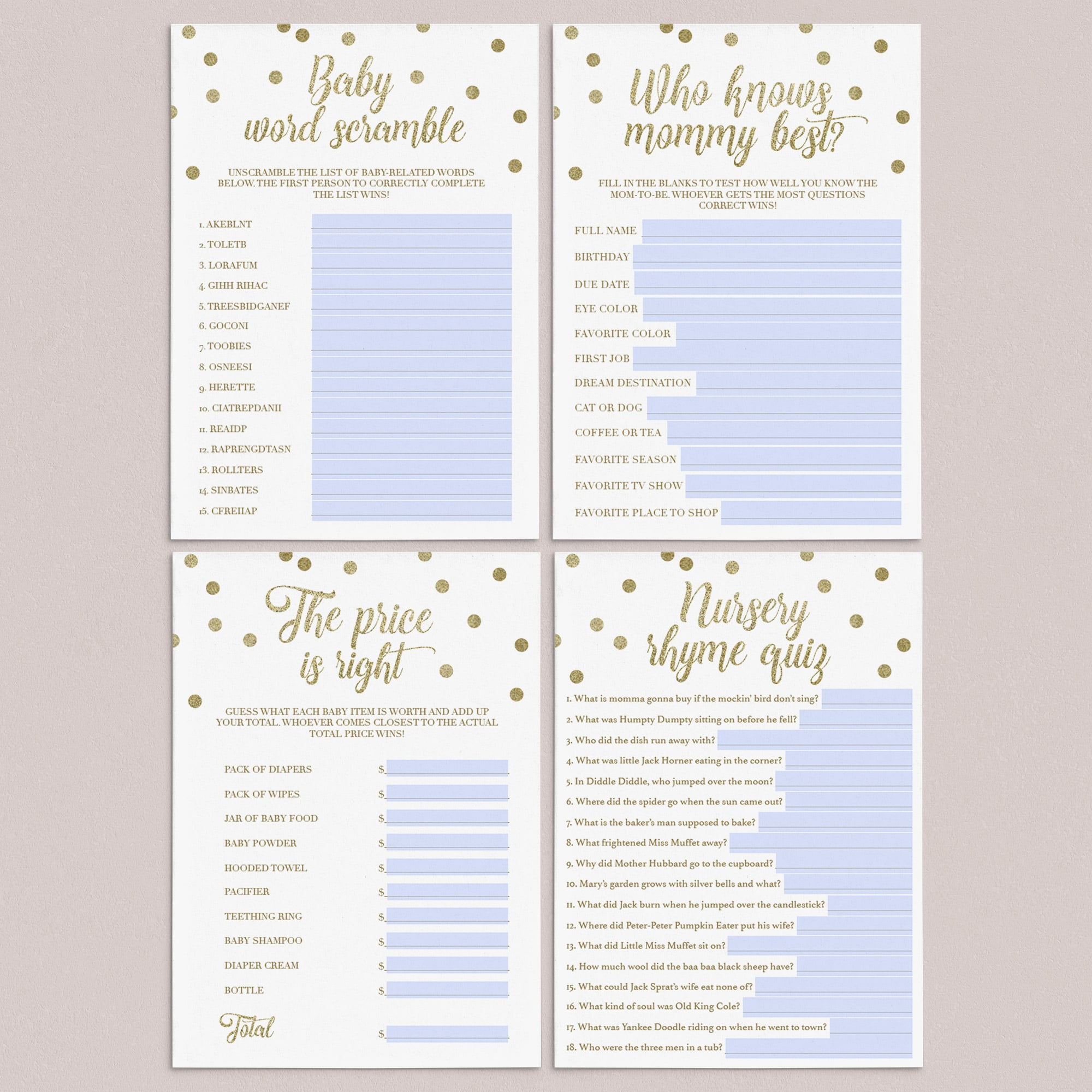 Virtual baby shower game bundle by LittleSizzle
