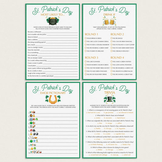St. Patrick's Day Games for Adults Printable & Virtual by LittleSizzle