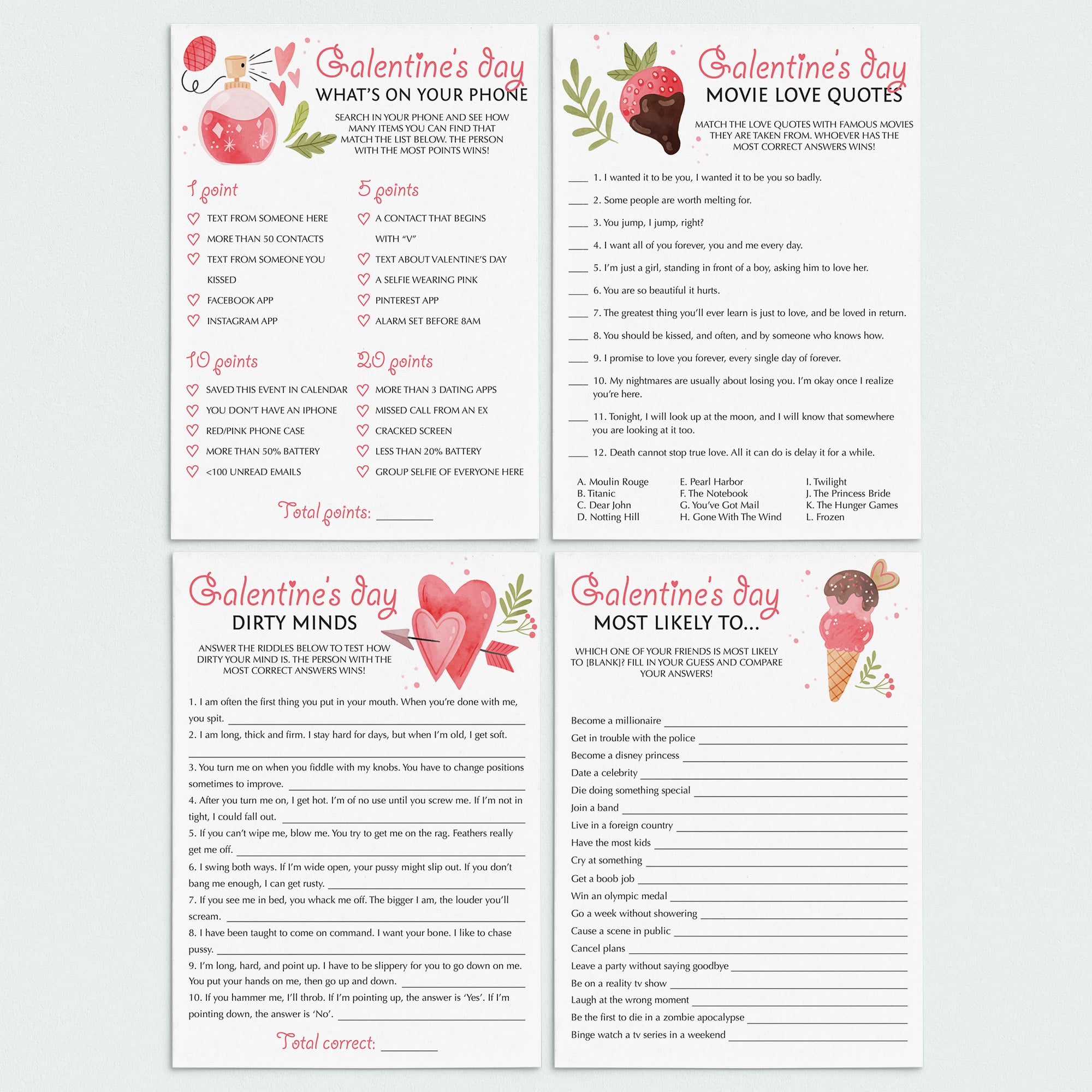 Funny Galentine's Day Games Bundle for Zoom & Printable by LittleSizzle