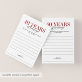 Ruby Wedding Anniversary Wishes & Advice Card Printable