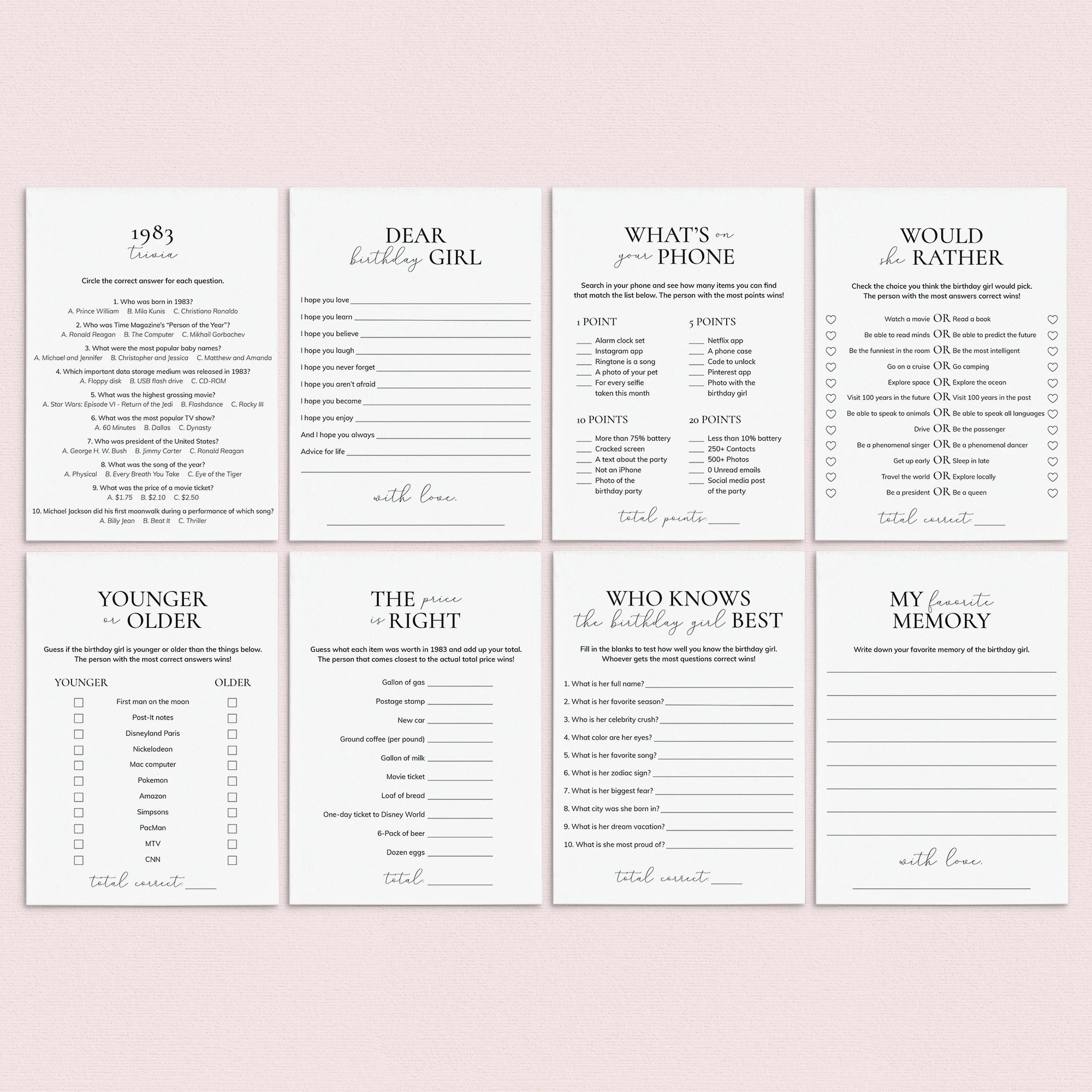 Born in 1983 Birthday Games for Her Printable by LittleSizzle