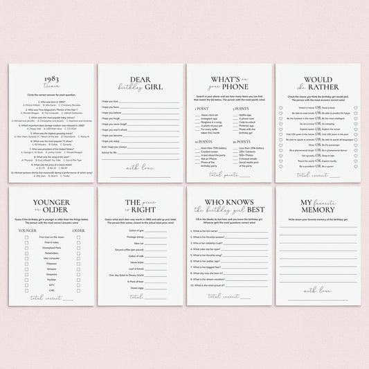 Born in 1983 Birthday Games for Her Printable by LittleSizzle