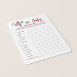 4th of July Game for Kids Word Scramble Printable