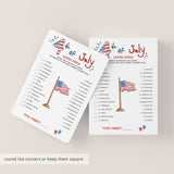 Fourth of July Party Matching Game Instant Download