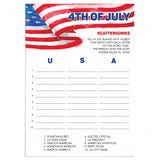 Fourth of July USA Scattergories Game To Print or Play Online by LittleSizzle