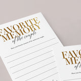 My Favorite Memory of the Anniversary Couple Gold Printable