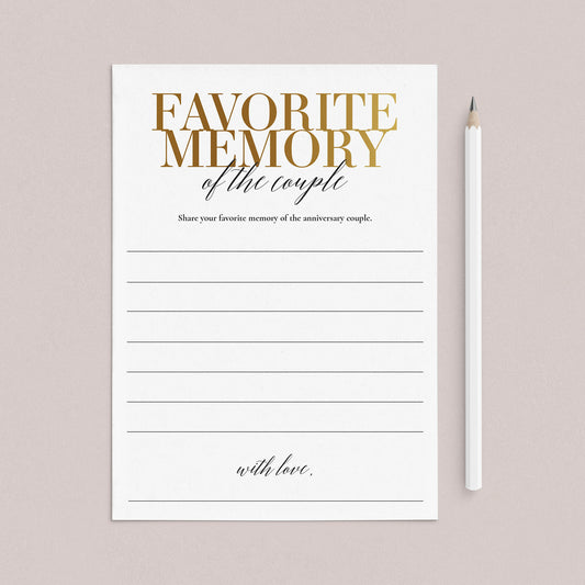 My Favorite Memory of the Anniversary Couple Gold Printable by LittleSizzle