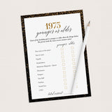 Black and Gold 52nd Birthday Party Games Bundle For Women Born in 1973